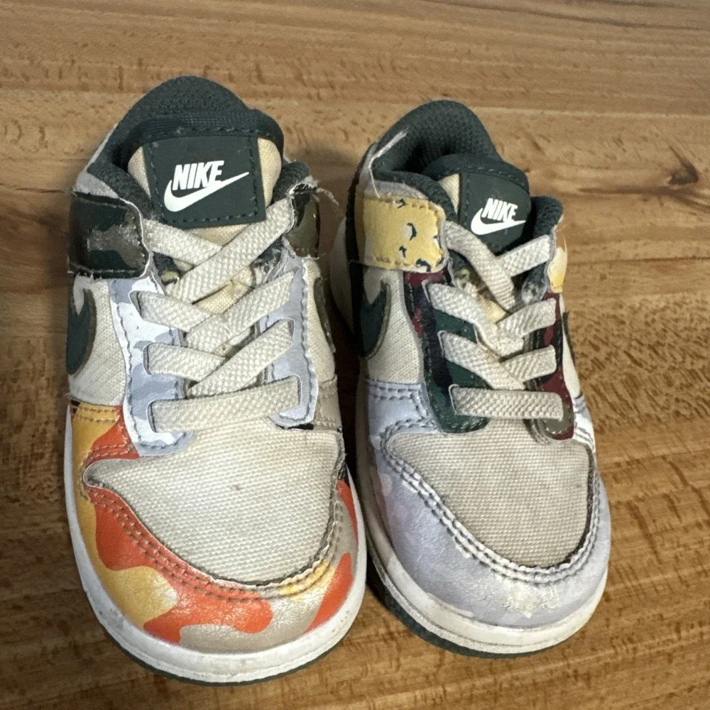 Size 6c - Nike Dunk Low SE TD Sail Multi-Camo DB1902 100 Toddler Baby Infant Kid